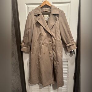 Vintage London Towne Limits Beige All Weather Belted Trench Coat Sz 6 Petite